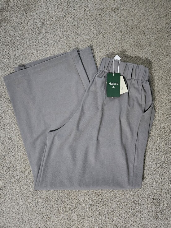 HALARA Pants - HALARA Light Grey Elastic Waist Wide Leg Pants